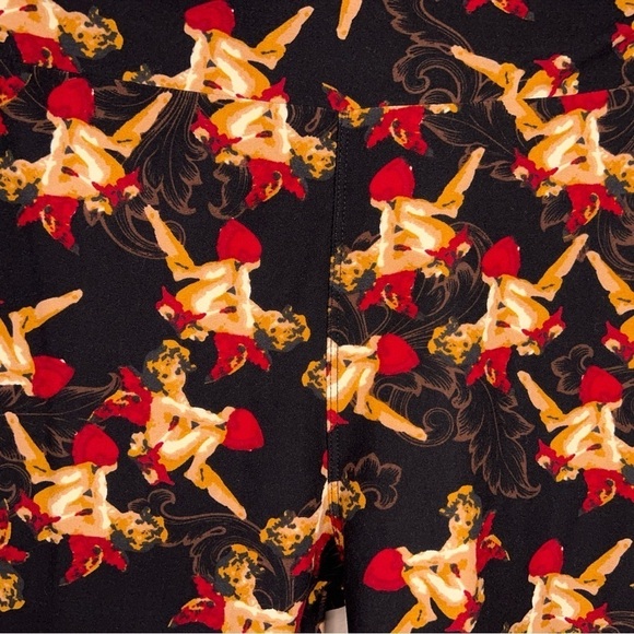 LULAROE CHERUB LEGGINGS GOTH RETRO TALL CURVY FIT WOMENS STRETCH PANTS - Picture 4 of 10